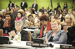  Presidentti Tarja Halonen naisten poliittista osallistumista käsittelevässä kokouksessa New Yorkissa 19. syyskuuta 2011.  Copyright © Tasavallan presidentin kanslia 